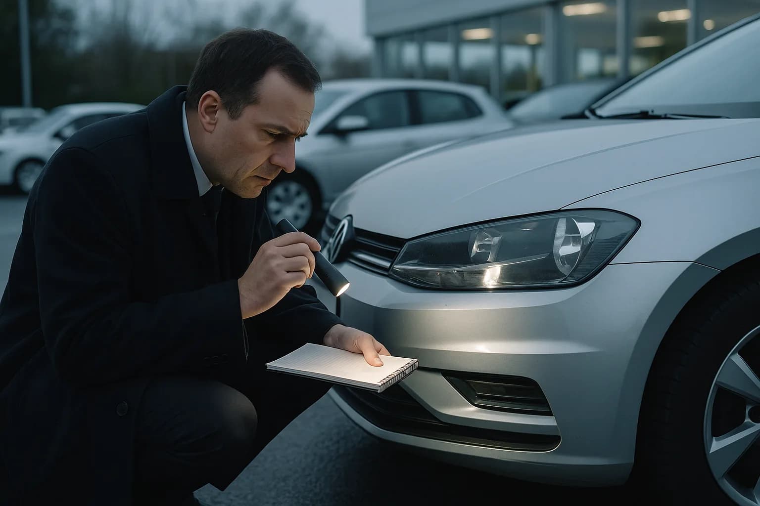 Inspection d’une carrosserie à la lampe avant restitution